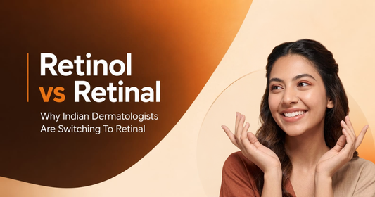Blog banner featuring a smiling woman and the text: Retinol vs Retinal: Why Indian Dermatologists Are Switching To Retinal.